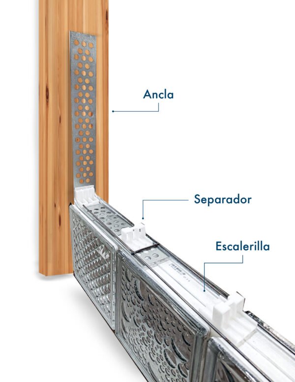 Accesorio para bloque de vidrio ancla